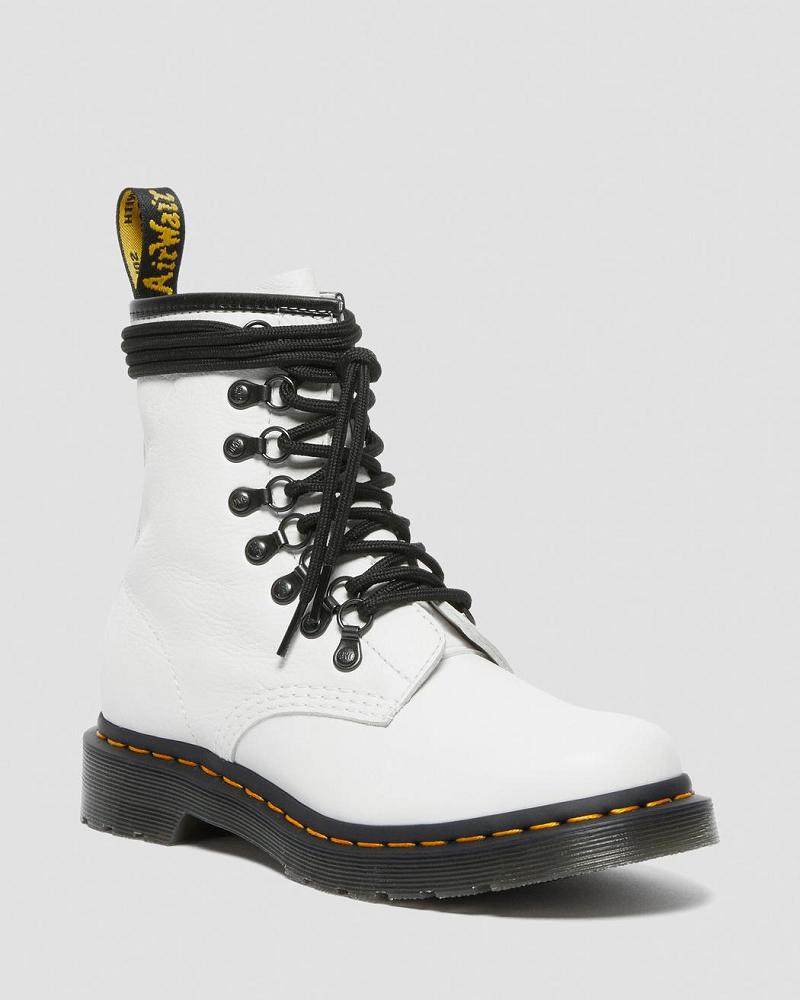 Dr Martens 1460 Laced Virginia Leren Veterlaarzen Dames Wit | NL 606TCE